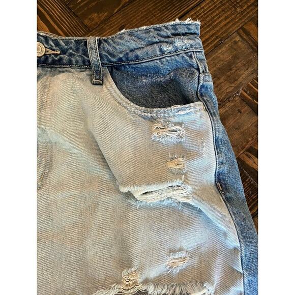 Vervet Color block Denim Cut Off Jean Shorts Women Large Fringe Western Summer - Picture 9 of 12